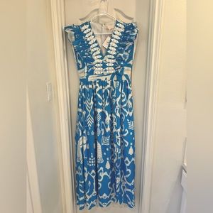 Sheridan French Stacey Dress in Blue + White Peacock
